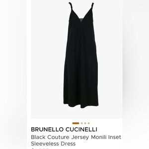Brunello Cucinelli Black Cotton Midi/Maxi with Monili Inset and Braided straps.